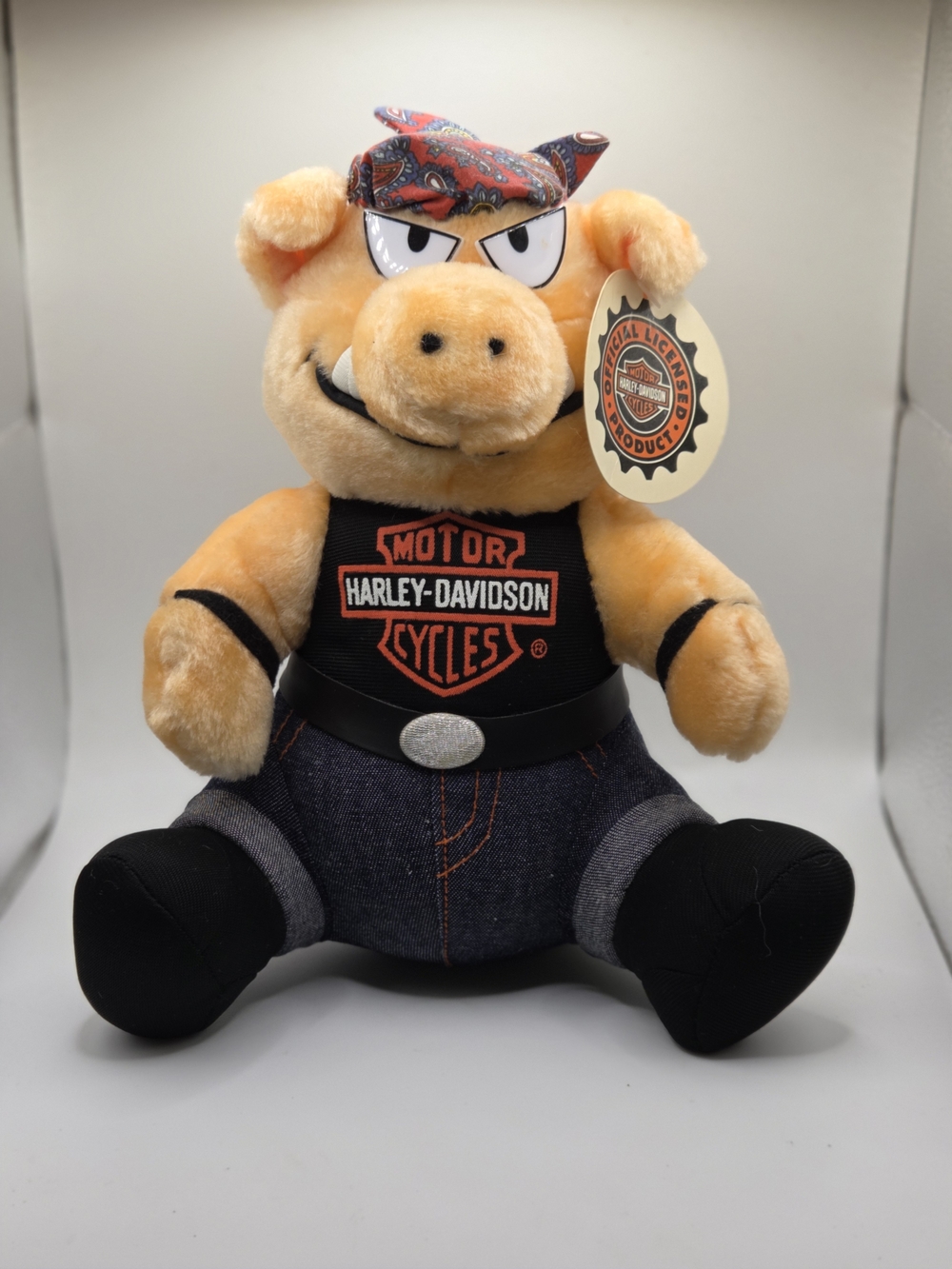 Harley-Davidson Plush Pig Toy in Orange and Black